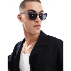 ASOS DESIGN sqaure sunglasses with smoke lens and matte black frame