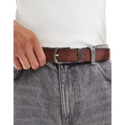 Pull&Bear faux leather belt in brown