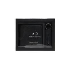 Armani Exchange bifold leather logo wallet in black