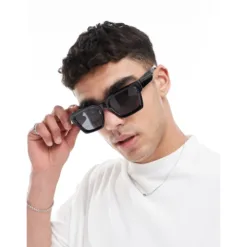 ASOS DESIGN square sunglasses with black bevel frame