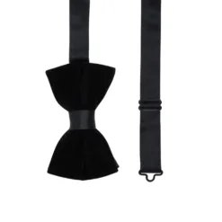 ASOS DESIGN velvet bow tie with satin detail in black