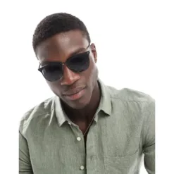 ASOS DESIGN retro metal sunglasses with smoke lens in gunmetal and matte black